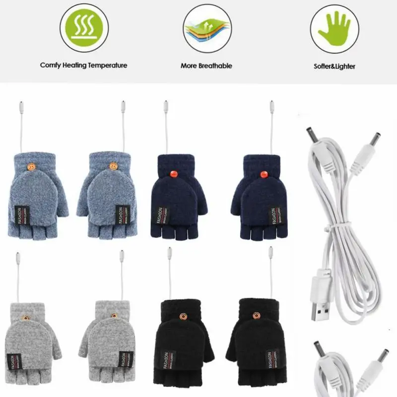 

Перчатки с электрическим подогревом и USB, двусторонние перчатки с подогревом, варежки, перезаряжаемые водонепроницаемые с регулируемой тем...