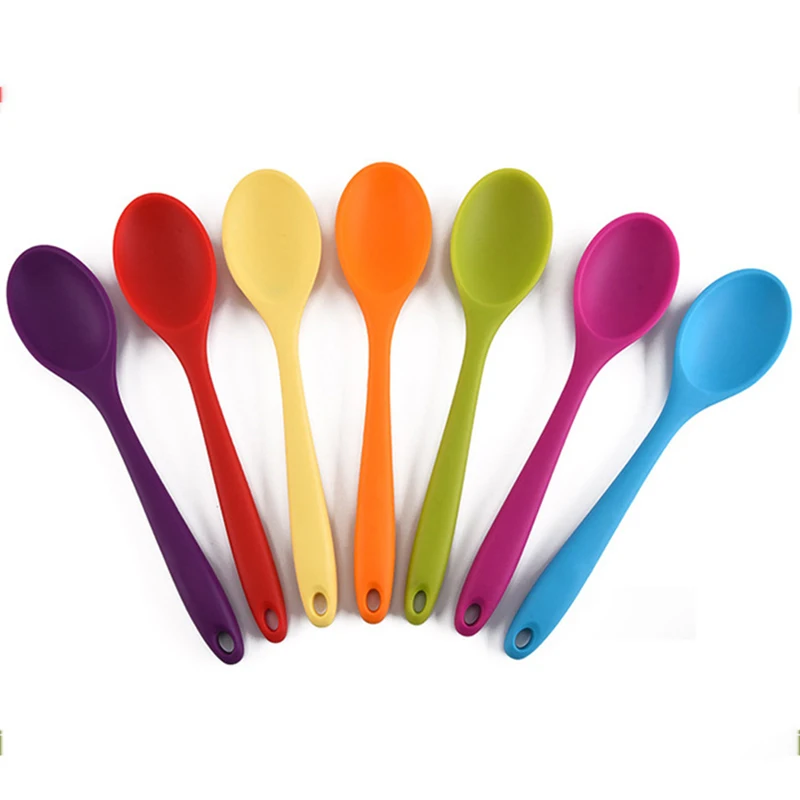 

Colorful Silicone Spoon Heat Resistant Easy To Clean Non-stick Rice Spoons High Temperature Spoon Tableware Utensil Kitchen Tool