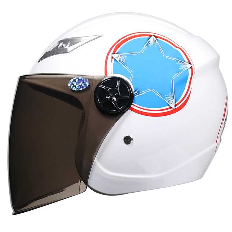 Детский мотоциклетный шлем полулицевой с мультяшным рисунком детский