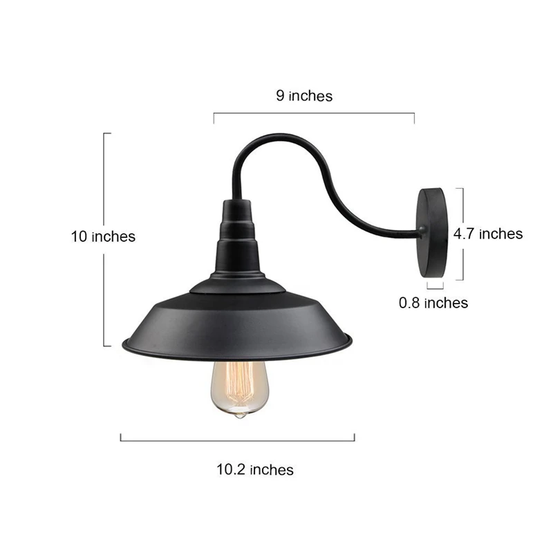 

Black Shade 10.2 37.1 Cm Wall Sconce Outdoor Lighting Retro Vintage Style