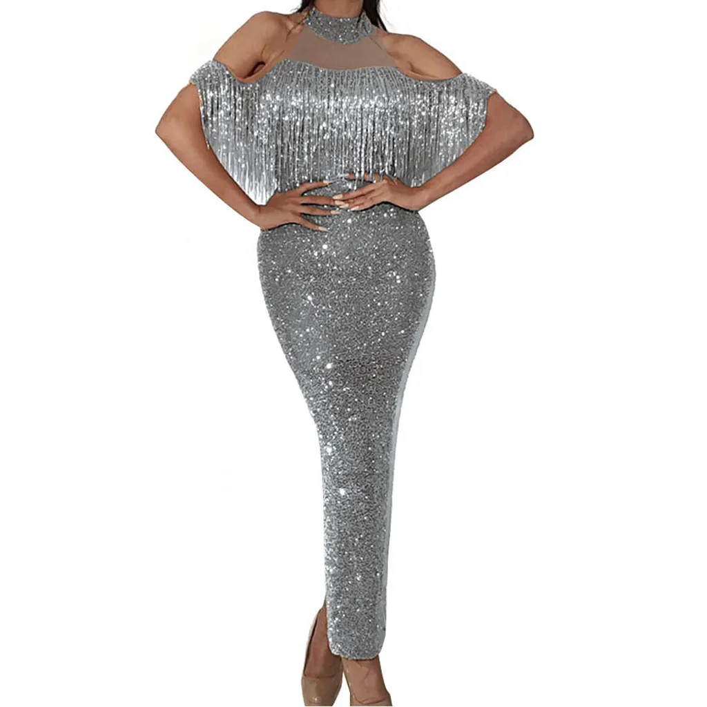 Соблазнительное облегающее платье женское элегантное блестящее Сетчатое в