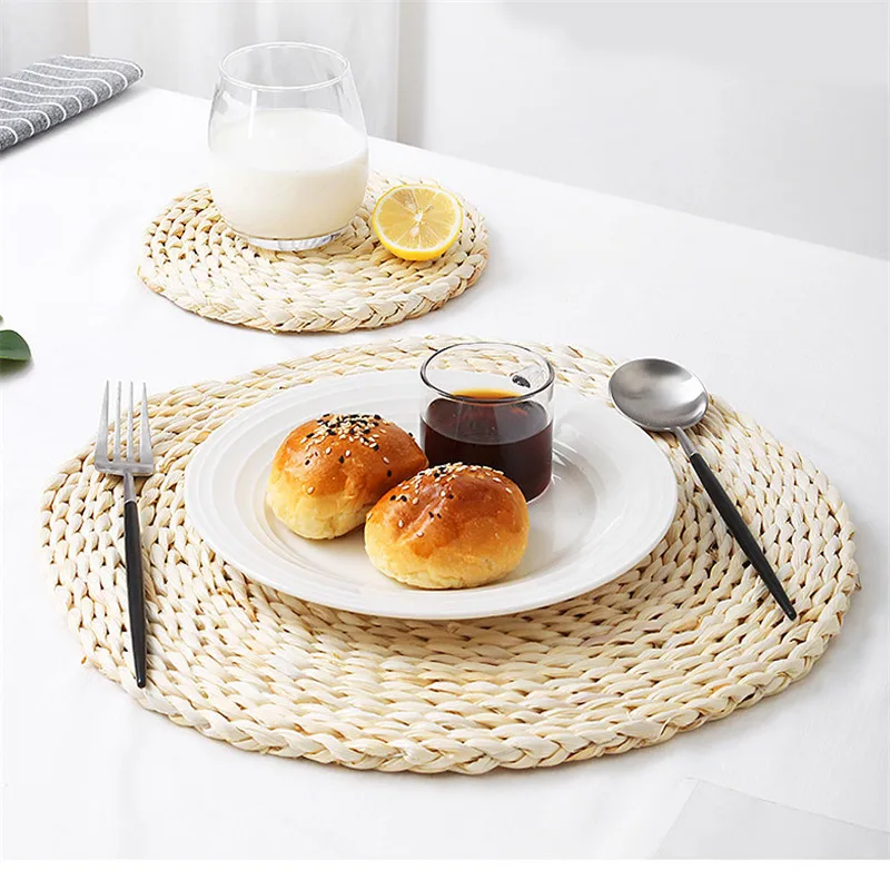Corn Skin Woven Mat Dining Table Thermal Insulation Pot Holder Coasters Round Tea Drink Coffee Cup Mug Coaster Placemats | Дом и сад