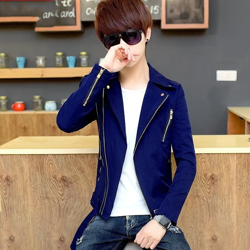 Корейский мото-Байкер модная повседневная мужская куртка весна-осень с длинным