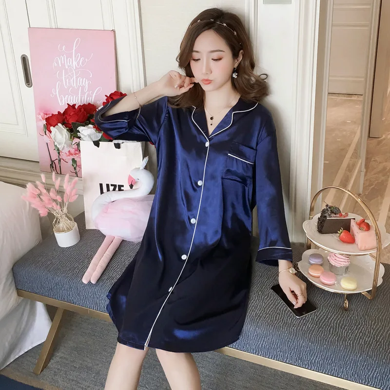 Oversize 4XL 5XL Sleep Top Pyjama Women V-Neck Robe Shirt Pajamas Sleepwear Bathrobe Home Wear Bath Gown Nightgown Sleepshirts | Женская