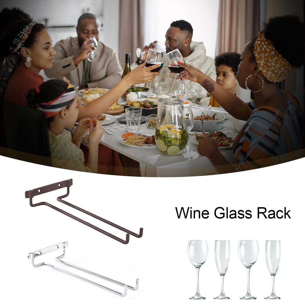 

Wine Glass Rack Stainless Steel Wine Glass Holder Wall Mounted Hanging Hanger Chrome Stemware Holder for Bar Kitchen With Screws