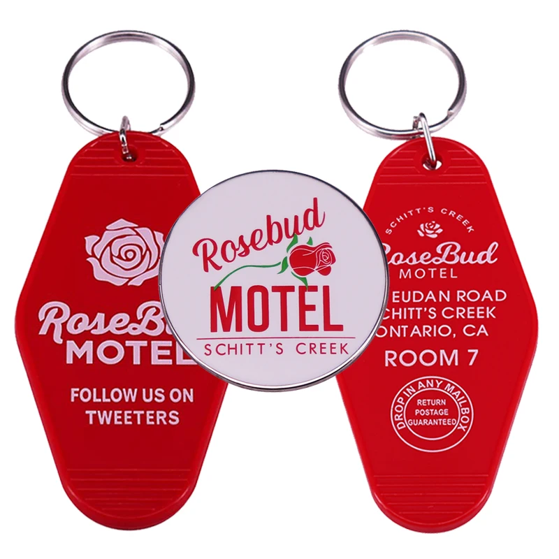 Брелок для ключей Rosebud Motel эмалированная булавка красная роза аксессуары