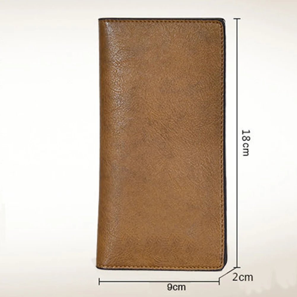 

Solid Color Fashion Men Multi-slot Faux Leather Bifold Clutch Purse Long Wallet
