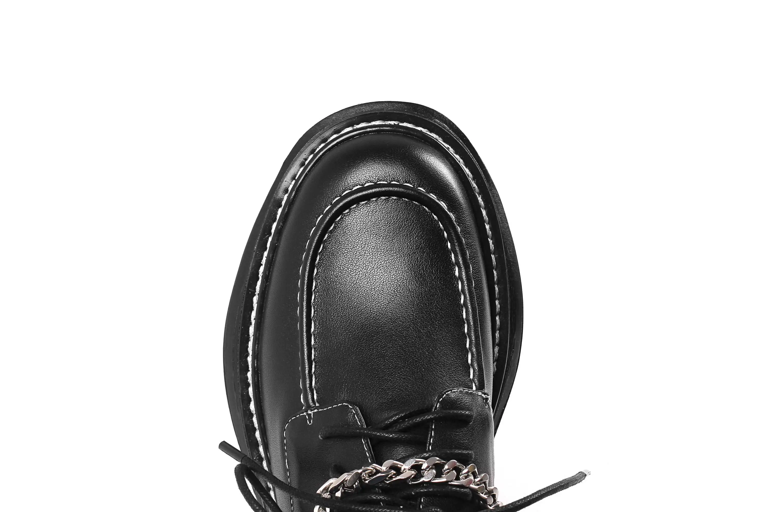 

Vichelo Hot new genuine leather round toe metal fasteners streetwear sewing fashion young lady leisure lace up shoes woman L04