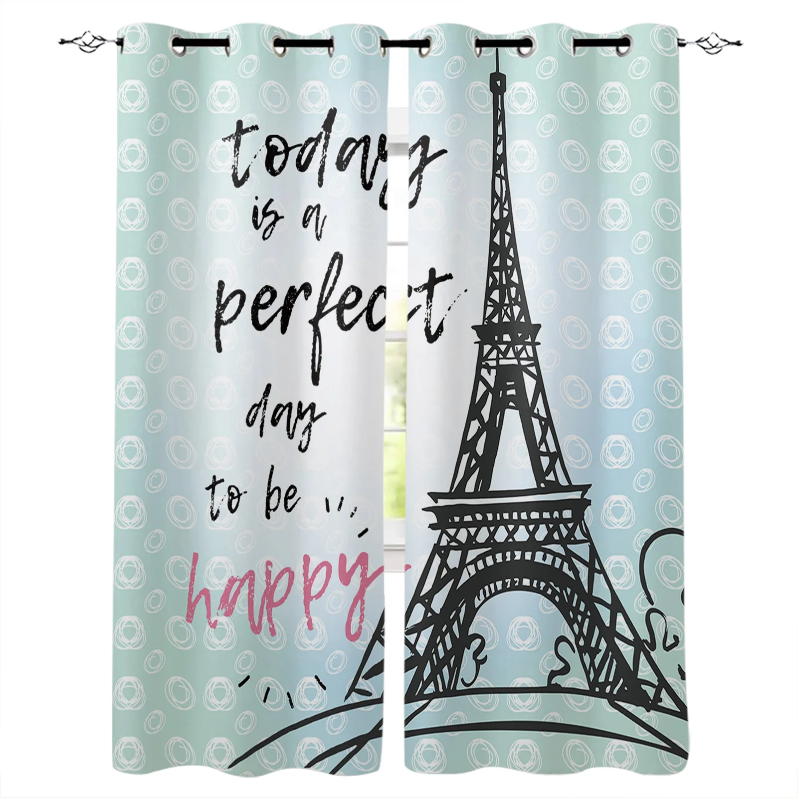 

Eiffel Towers Curtains Drapes For Living Room Blind Kitchen Window Home Decorations Curtain For Bedroom