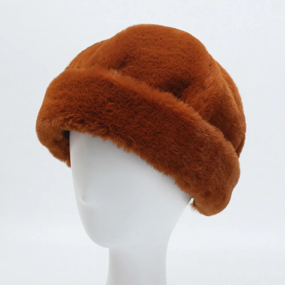 Женский берет Homme однотонный с кроличьей шерстью зимняя теплая шапка 2019|Женские