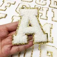 white towel embroidered letters iron on patch applique diy name badge alphabet sequins patches for kid clothing bags accessories