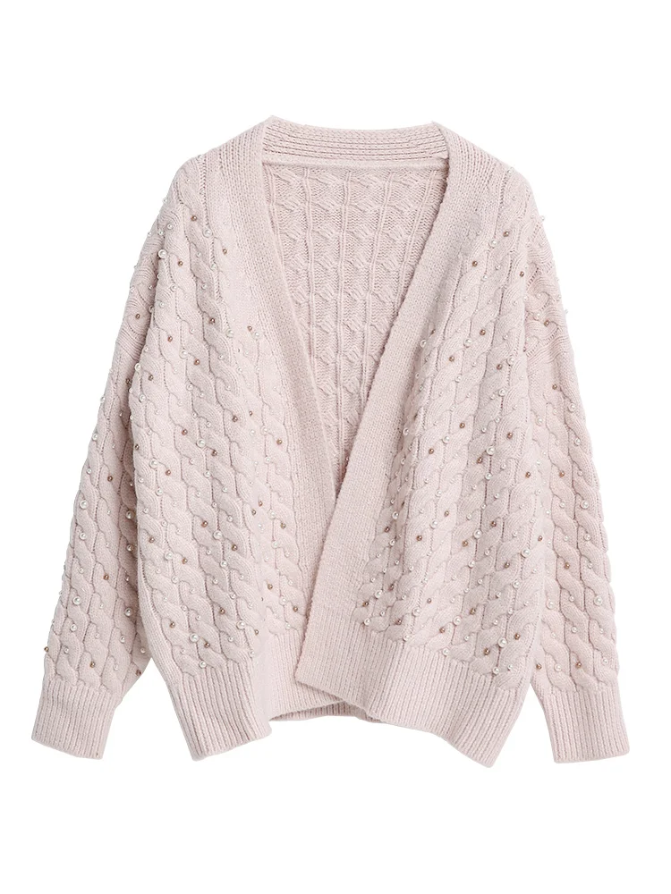 Женский короткий вязаный свитер Осенний Укороченный кардиган ручной работы с