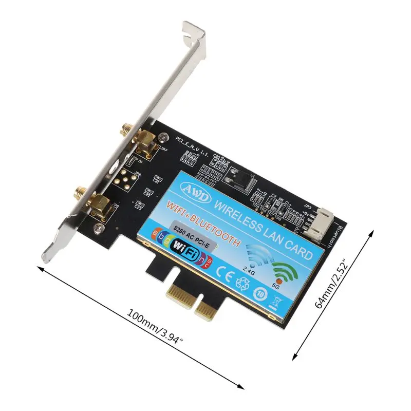 Intel 8260 AC 2, 4G/5G Dual Band 802.11ac Bluetooth 4, 2 PCI-E 1X   Wi-Fi WLAN-