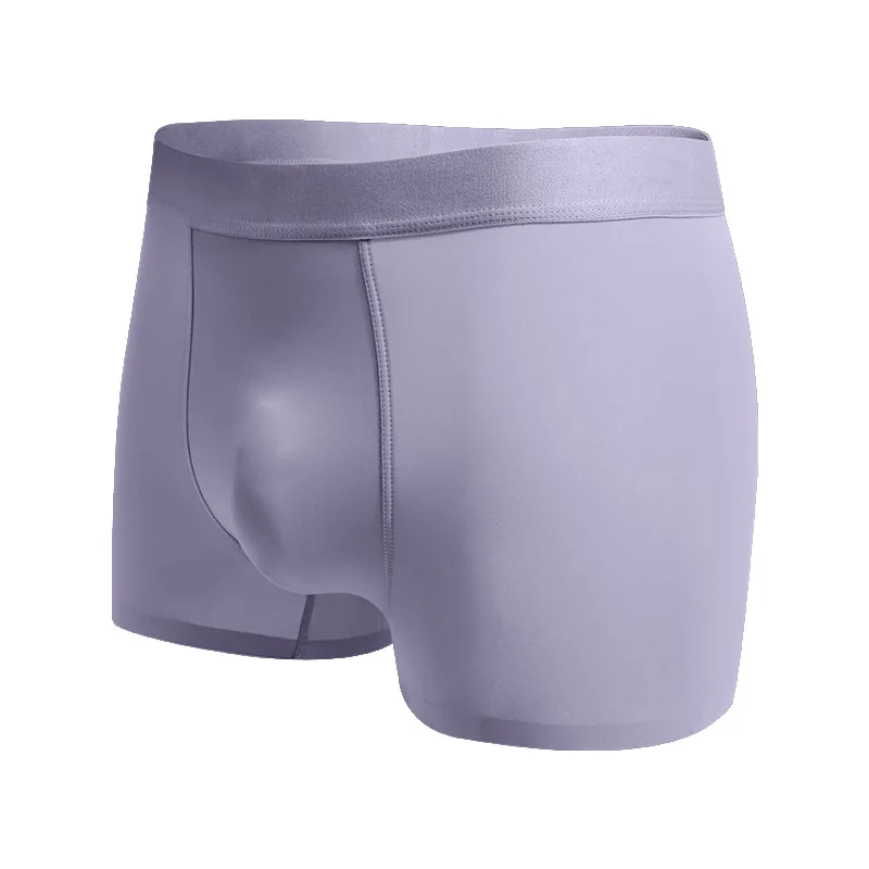 

Sexy Men Underwear Seamless Boxers Man Ice Silk Panties Solid Breathable Pouch Underpants Male Boxershorts Ropa Interior Hombre