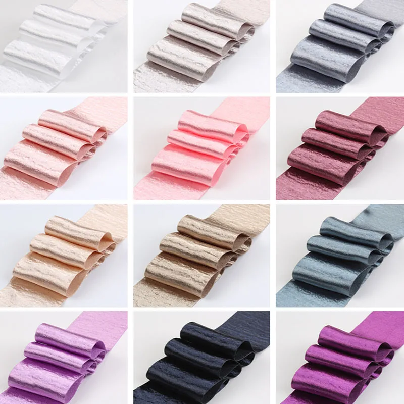 Розовая золотистая розовая лента шелковая металлическая гофрированная