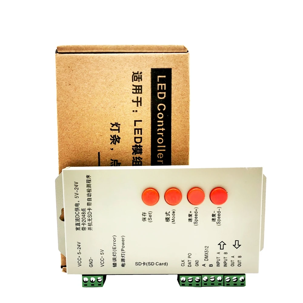 

T-1000S Led Strip RGB Smart Controller 2048Pixel With 256M SD Card For Individually Addressable WS2811 WS2812B LPD6803 DC5-24V