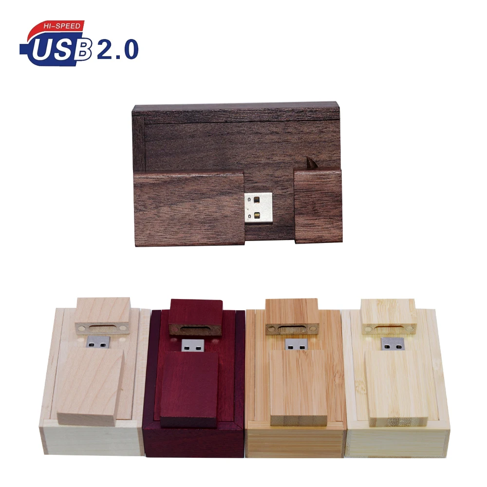 

Custom logo wooden + Box Personal pendrive 4GB 8GB 16GB 32GB 64GB 128GB usb 2.0 Flash Drive U disk Memory stick wedding Gift
