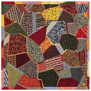 POBING 100% саржевый шелковый шарф, женские квадратные шарфы с геометрическим принтом, большая бандана, роскошный хиджаб, женский головной шарф, фуляр