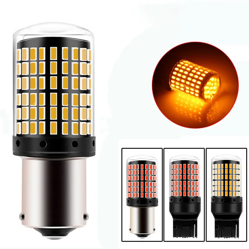 

2Pcs Amber Yellow 144 Smd CanBus LED Light 1156-150 BAU15S PY21W 7440 T20 W21W WY21W For Turn Signal Light Car Brake Bulb