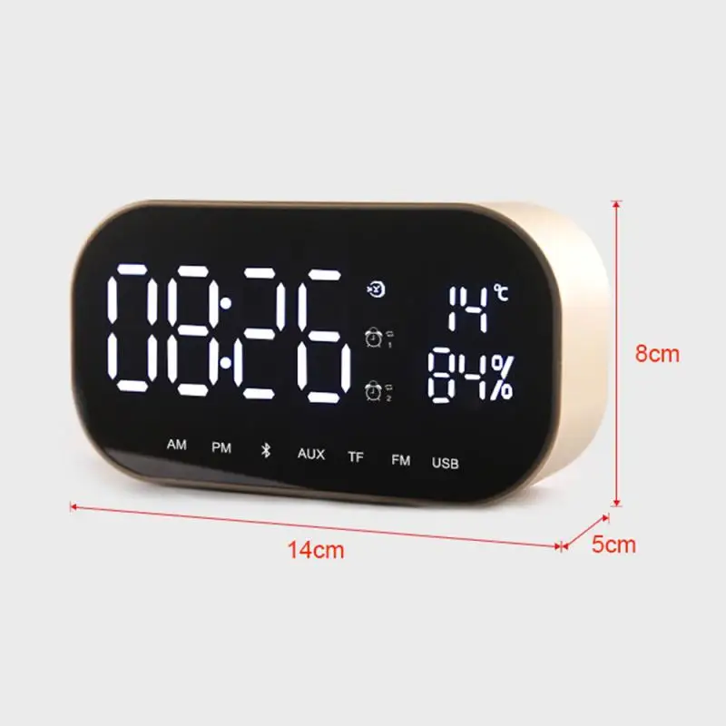 S2 Bluetooth Speaker Wireless Mini Alarm Clock FM Radio Bass LED Display Mirror | Дом и сад
