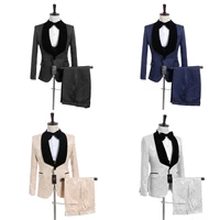 custom made men suits jacquard wedding groom tuxedos shawl lapel wedding prom best man jacketpantsvesttie costumes hommes