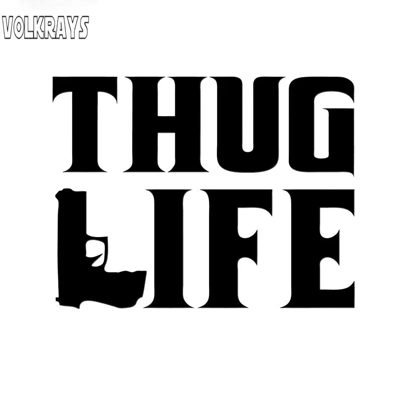 

Забавная Автомобильная наклейка Volkrays Thug Life Tupac, аксессуары для гангстеров, светоотражающая Водонепроницаемая виниловая наклейка черного/с...