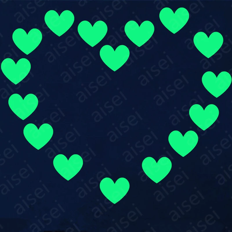 100 шт. флуоресцентные светящиеся наклейки на стену в виде звезды и любви | Дом сад