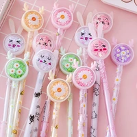 40 pcslot kawaii cat rabbit daisy sequins gel pen cute 0 5mm black ink signature pens promotional gift school supplies