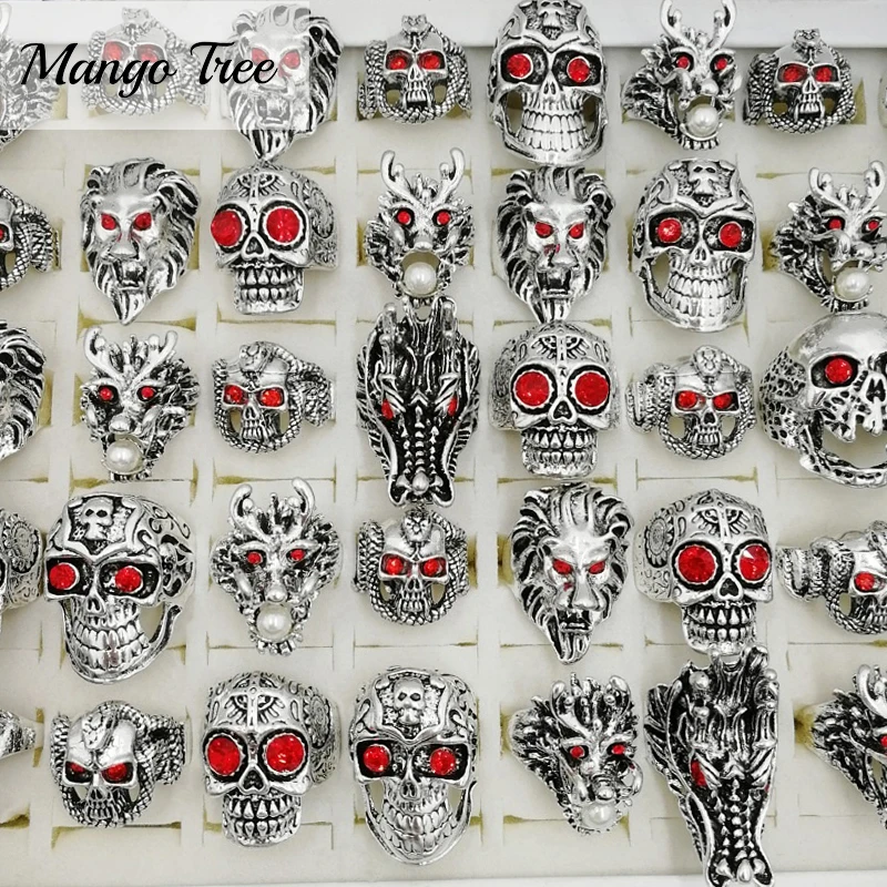 

кольцо женское кольцо мужское перстень мужской кольца для мужчин 20 шт готическое кольцо с черепом, для мужчин и женщин, металлический рок, п...