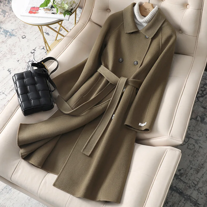 

Women's Loose Pure Color Long Sheep Wool Coat Korean Elegant Fashion Thick Outerwear Large Size Autumn Winter New Lady's Jacket