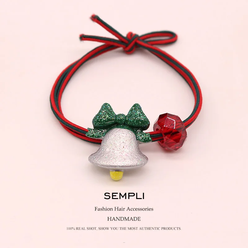 Bell Sempli, 22 вида, высокие нейлоновые резинки, рождественский сезон, колокольчик, эластичные резинки для волос, для женщин, девочек, Санта Клаус, Рождественская елка, головные уборы - Цвет: Bell