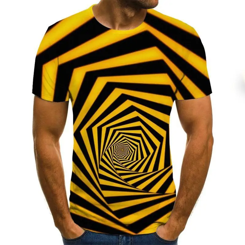 

Large Size Men T-Shirt 2020 Summer Geometric Circle 3d Printed Top Tees Fashion O --Neck Short Sleeve Casual Loose Men Shirts