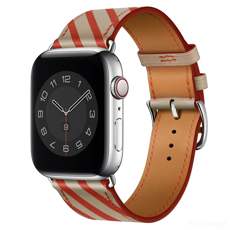 

100% Genuine Cow Leather loop Strap for Apple Watch 6 SE 5 4 42MM 38MM 44MM 40MM Bracelet Belt strip Band for iWatch 4 Wristband