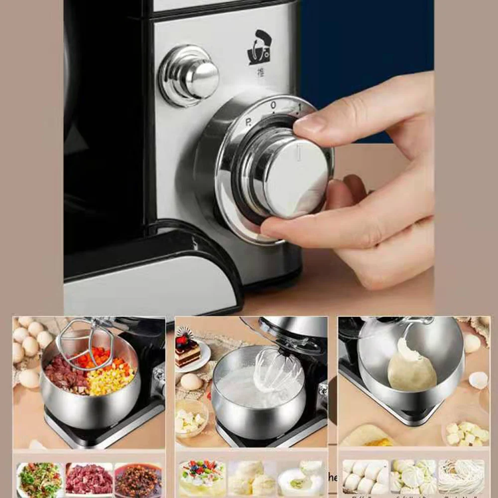 

5.5L Kitchen Food Mixer Stainless Steel Bowl Cream Egg Whisk Blender Cake Dough Bread Mixer Maker Machine 6-Speed