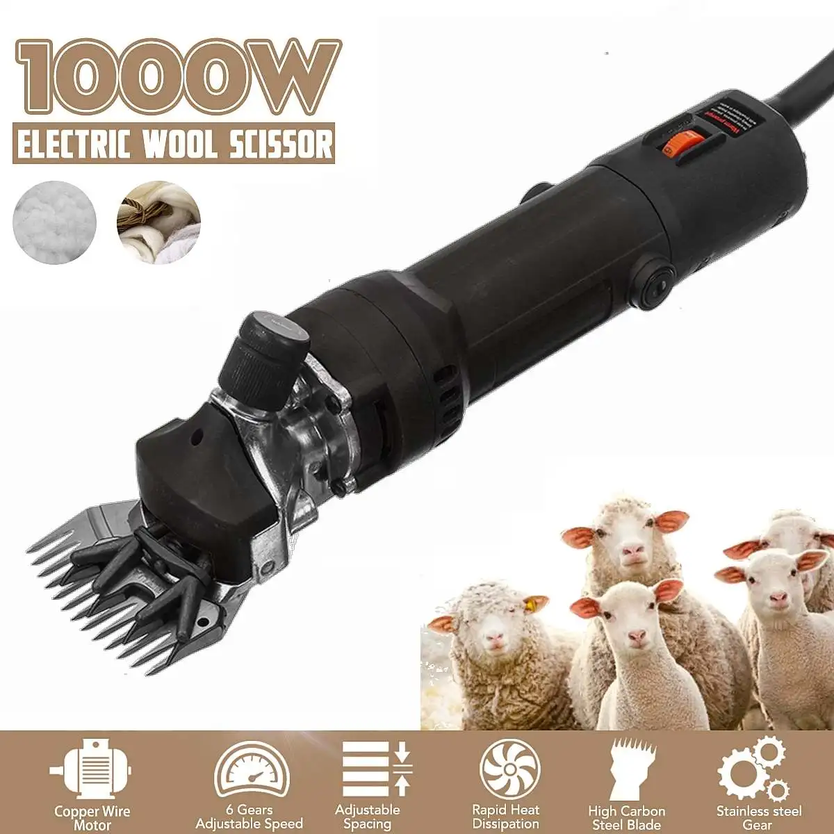 

1000W 6 Gears Speed Pet Clipper Electric Scissor Sheep Goat Shearing Machine Trimmer Tool Wool Scissor Cut Machine With Box