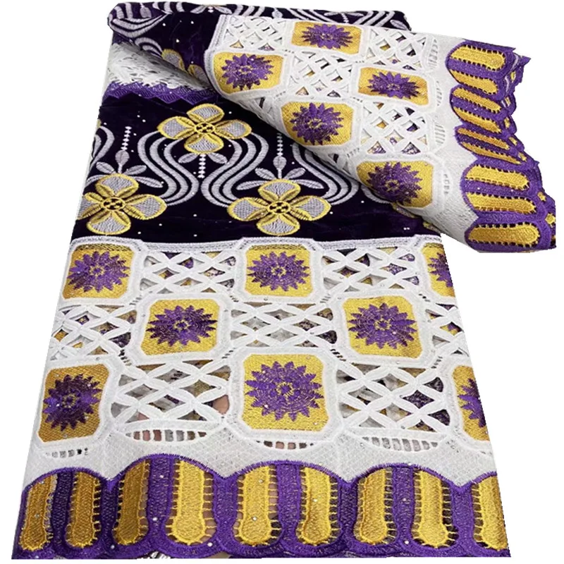 

Африканский гипюр 2022 с французской вышивкой, кружевная ткань, Нигерия, бархатная ткань для свадебного платья, пошив DP61359