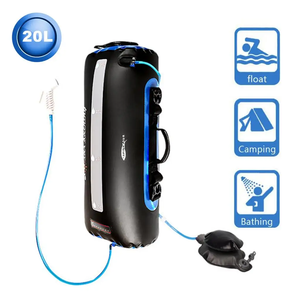 

20L Solar Shower Bag Heating Camping Water Storage Bag With Pump For Outdoors Travel Hiking BBQ Picnic Beach Travel Water Bag