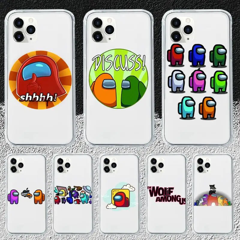 

Among Us Hot game Phone Case Transparent for iPhone 11 12 mini pro XS MAX 6 6S 8 7 Plus X 5S SE 2020 XR