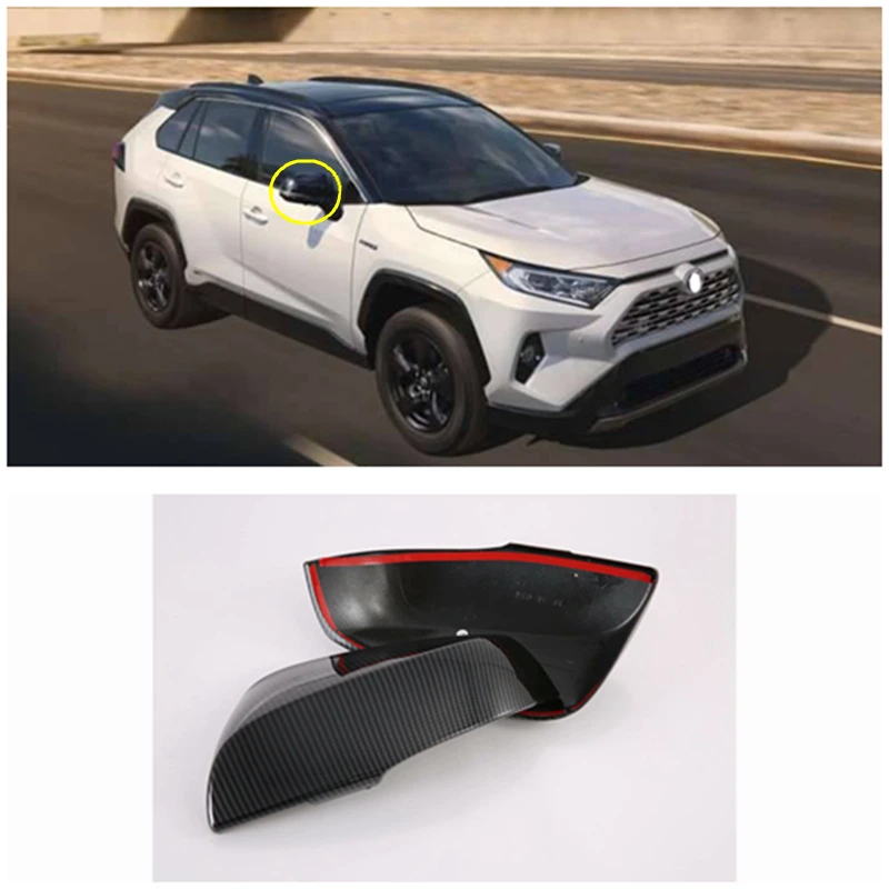 

ABS Chrome For Toyota RAV4 RAV 4 2019 2020 2pc/set Carbon Fiber Style Side Door Wing Rearview Mirror Cover Trim Auto Accessories