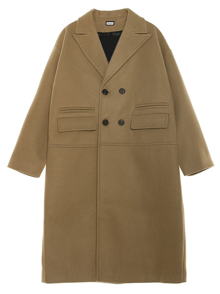 

Double-sided woolen overcoat men's long autumn and winter trend Korean version windbreaker casual simple loose joker coat