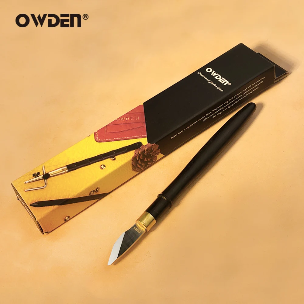 Фото Нож для резьбы по коже OWDEN, «сделай сам», ручка из эбенового дерева, острый резак, ручной инструмент для работы с кожей №5