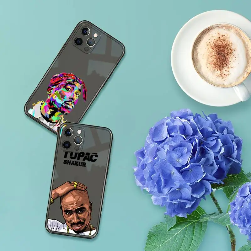 

Rapper 2pac Cartoon Phone Case Transparent for iPhone 7 8 11 12 se 2020 mini pro X XS XR MAX Plus
