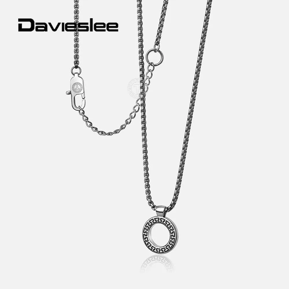 Мужские ожерелья подвески Davieslee с Т образной круглой коробкой из нержавеющей