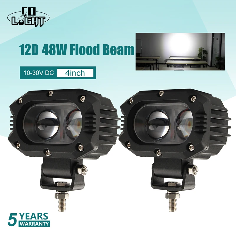 2PC 48W Flood Beam CO светильник супер яркий " 96 W светодиодный рабочий светильник Бар Offroad 4x4, прожектор, внедорожников, квадроциклов, наводненных светодиодный рабочий светильник для 4WD тягач 12V 24V - Цвет: 2PC 48W Flood Beam