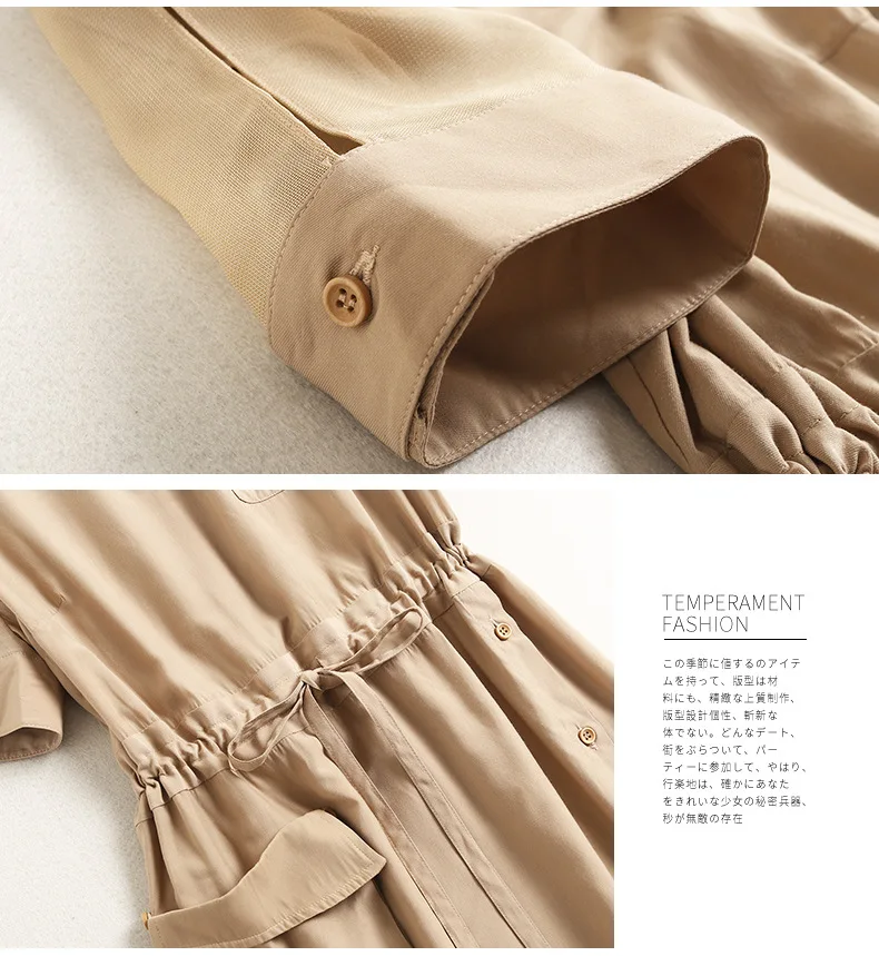 

SHUCHAN Korean Dress High Street Asymmetrical Pockets Asymmetrical Mid-Calf Turn-down Collar French Dress Women