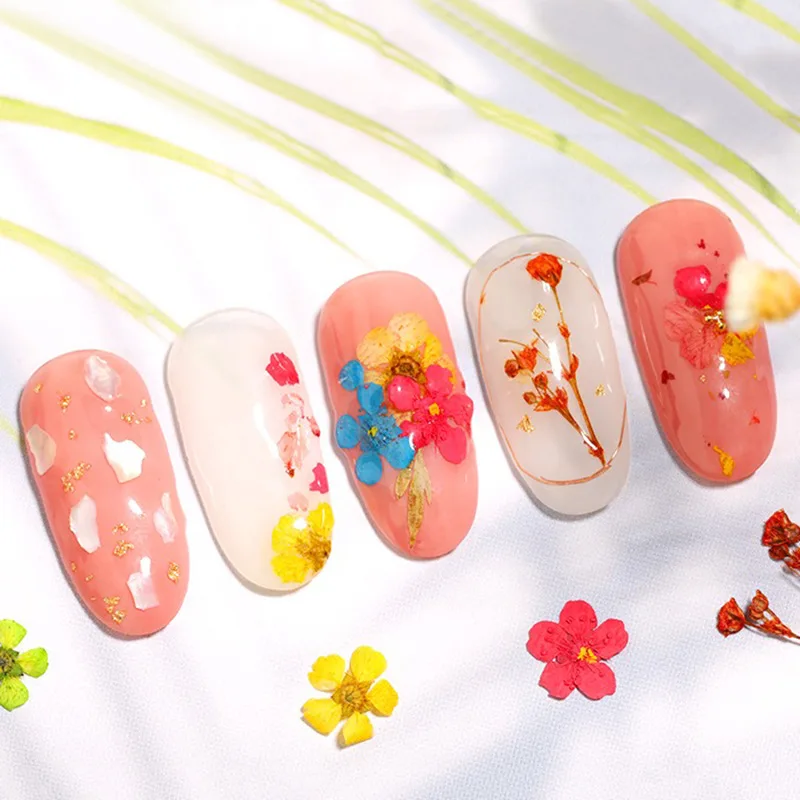 12 сеток/коробка модные японские сухие цветочные украшения для ногтей