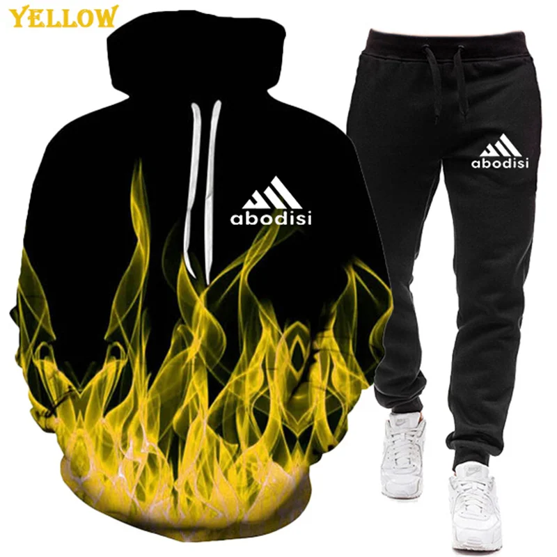 

2021 Mens Clothing Drawstring Fashion Men Sets Sporting Suit Brand Sweatshirt +Sweatpants 2 Pieces Sets Casual Tracksuit Male