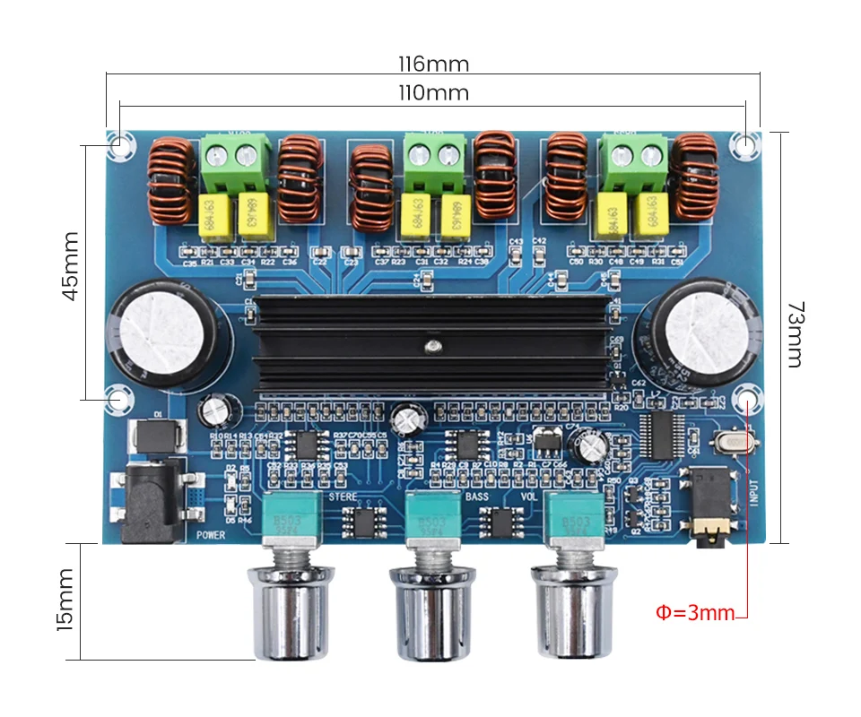 AIYIMA Bluetooth 5,0 TPA3116D2 цифровой усилитель мощности аудио Плата 50Wx2+ 100 Вт 2,1 усилитель звука сабвуфер AUX мини-усилитель