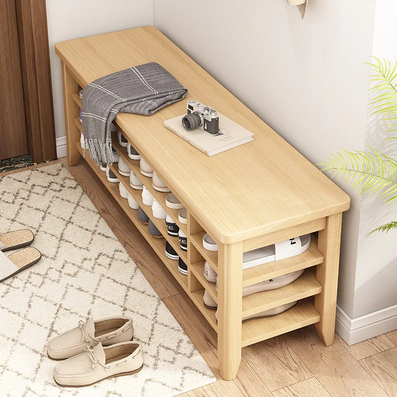 

Nordic Multifunctional Shoe Changing Stool Home Door Shoe Stool Simple Shoe Shelf Modern Long Stool Retro Multi-layer Foot Stool
