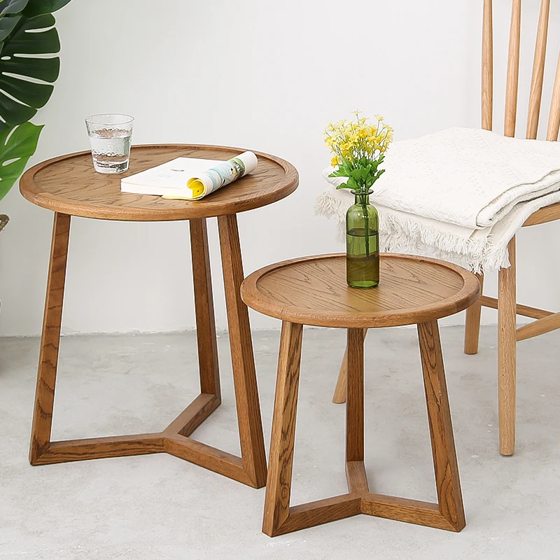 

Nordic mini coffee table simple balcony side solid wood sofa side table desk table small round table modern coffee table CL11051